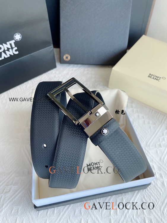 2021! Wholesale Mont blanc Gray Buckle Leather Strap 35mm